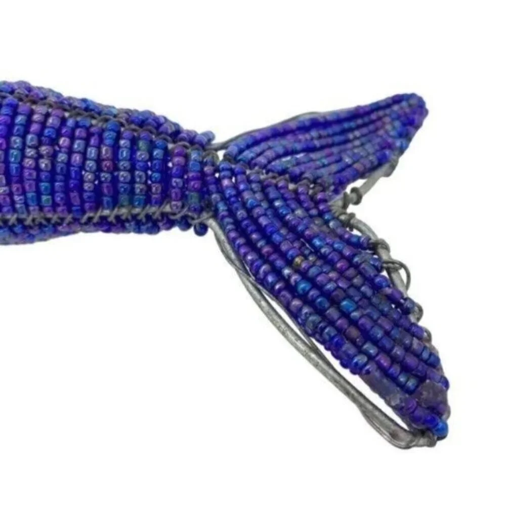 Beadworx Glass Beaded Dolphin Wire Sculpture
